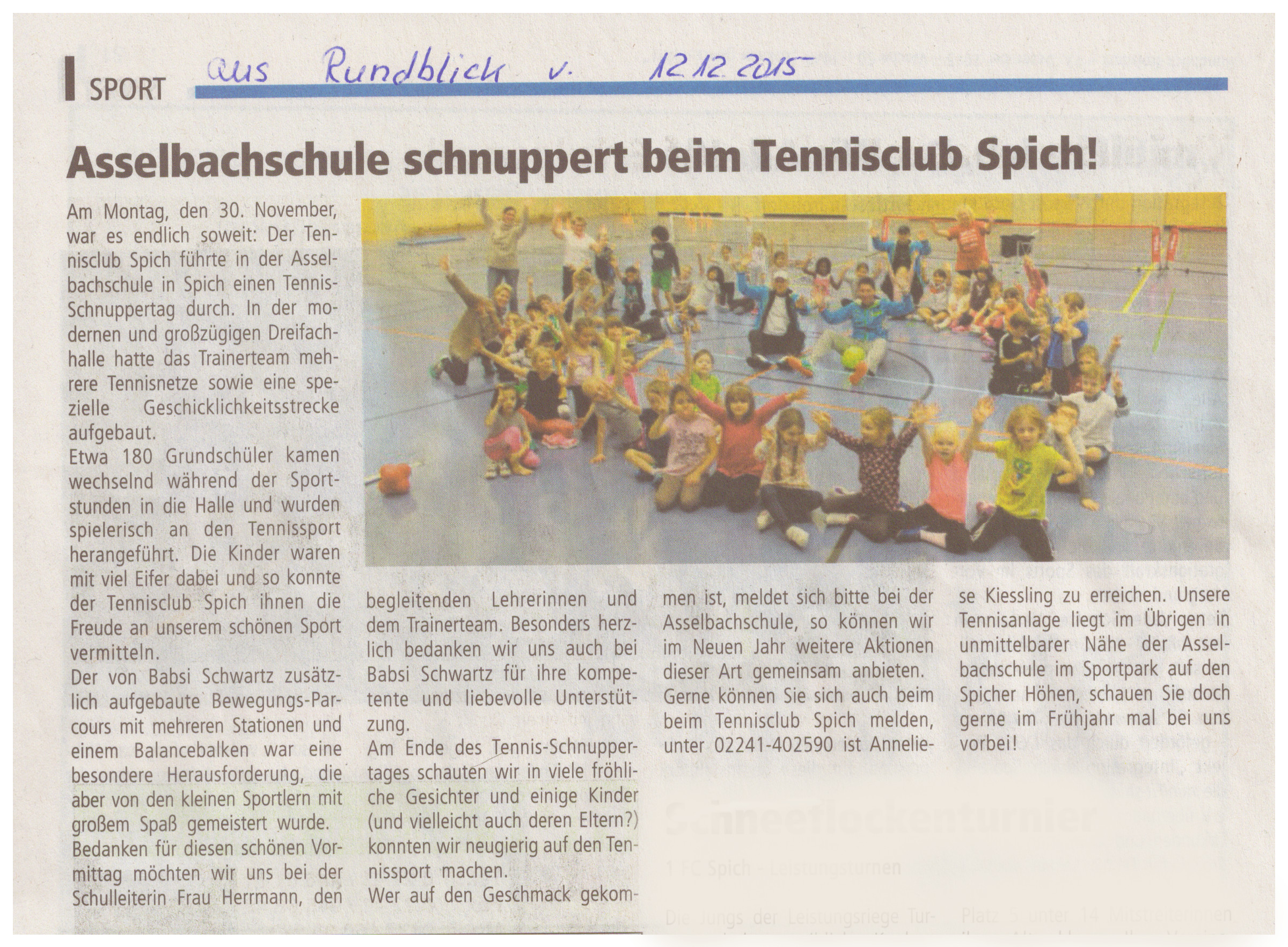 Probetraining Tennisclub Spich